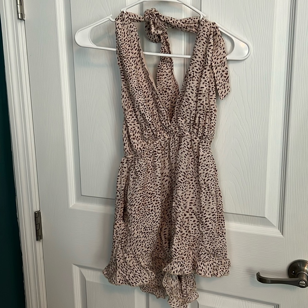 Cheeta Print Romper with pockets